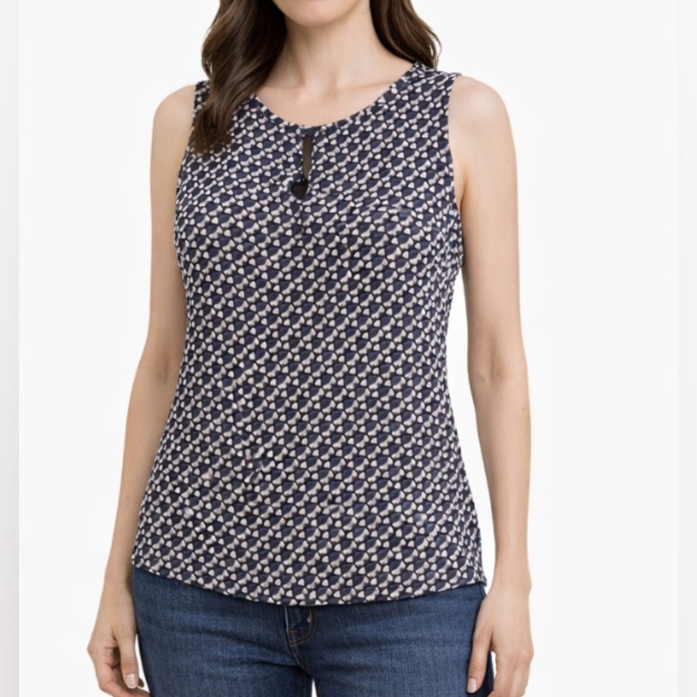 Laundry by Shelli Segal Black & White Sleeveless Blouse (Size S)